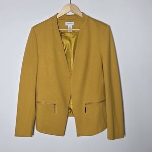 Carmen Marc Valvo bright yellow open hang designer casual blazer Size 12 GUC